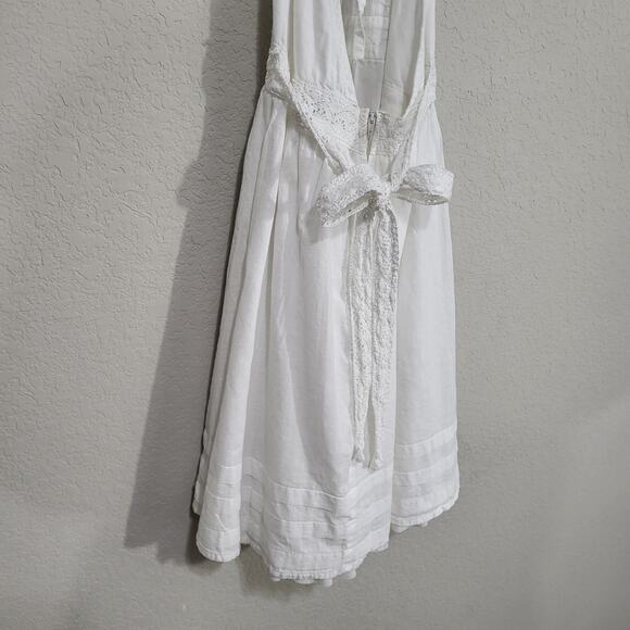 Dzarm White Halter Mini Dress Womens Small Summer Sundress Beachy Boho Cottage - Picture 9 of 11